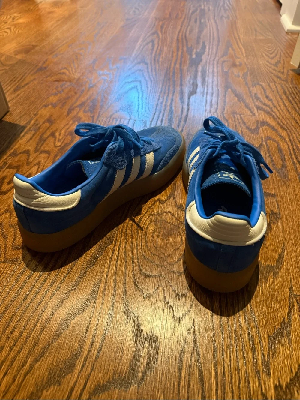 adidas Samba Suede Sneaker in Blue & White with Gum Sole
